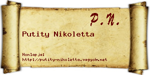 Putity Nikoletta névjegykártya